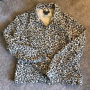 Leopard boyfriend trucker jacket